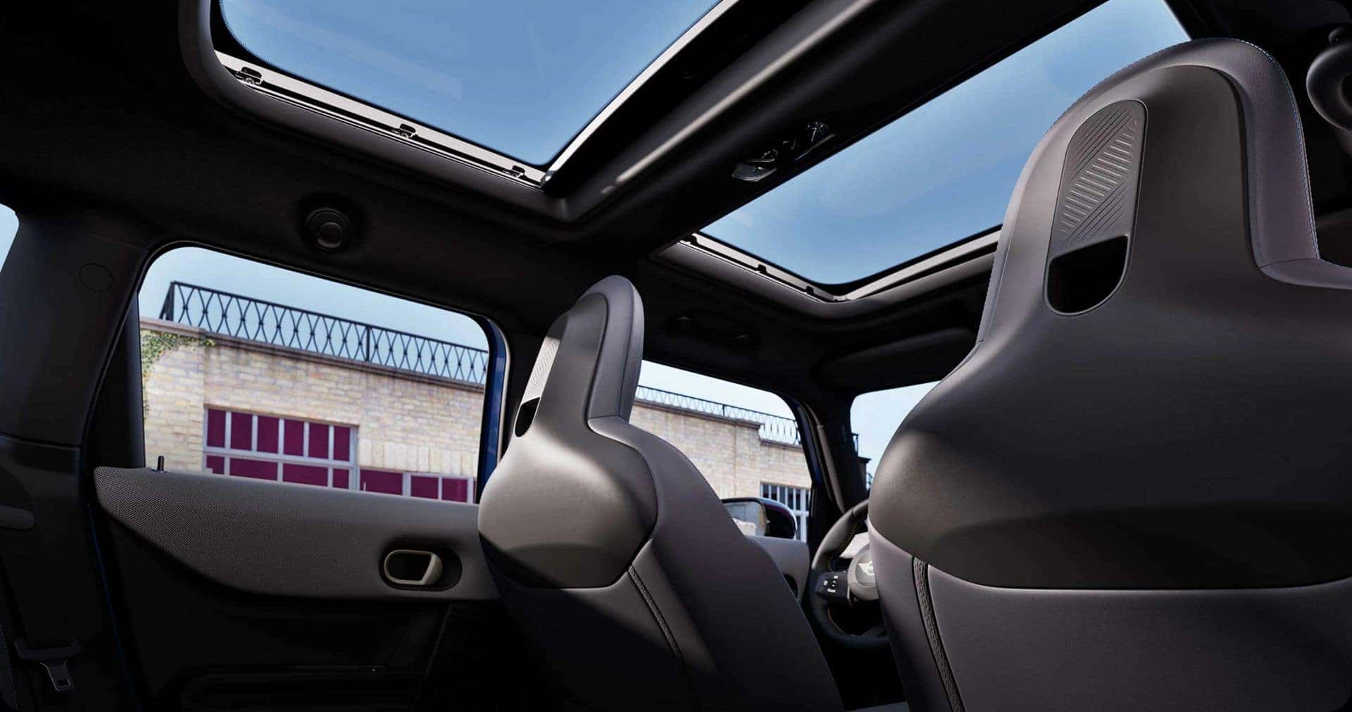 back of the front seats and dual sunroof on a 2026 mini cooper 4 door