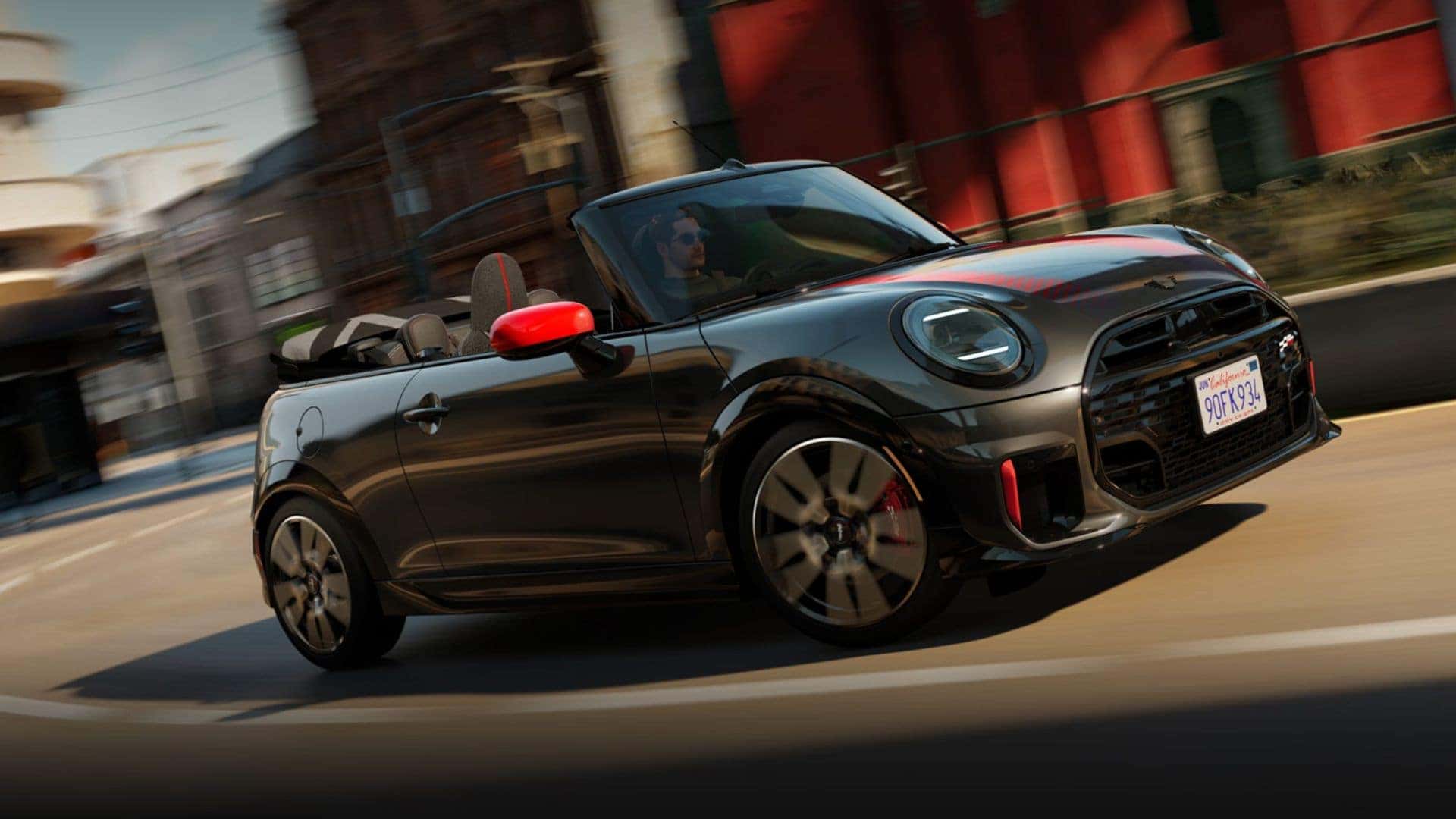2026 Mini Cooper Convertible driving through the city