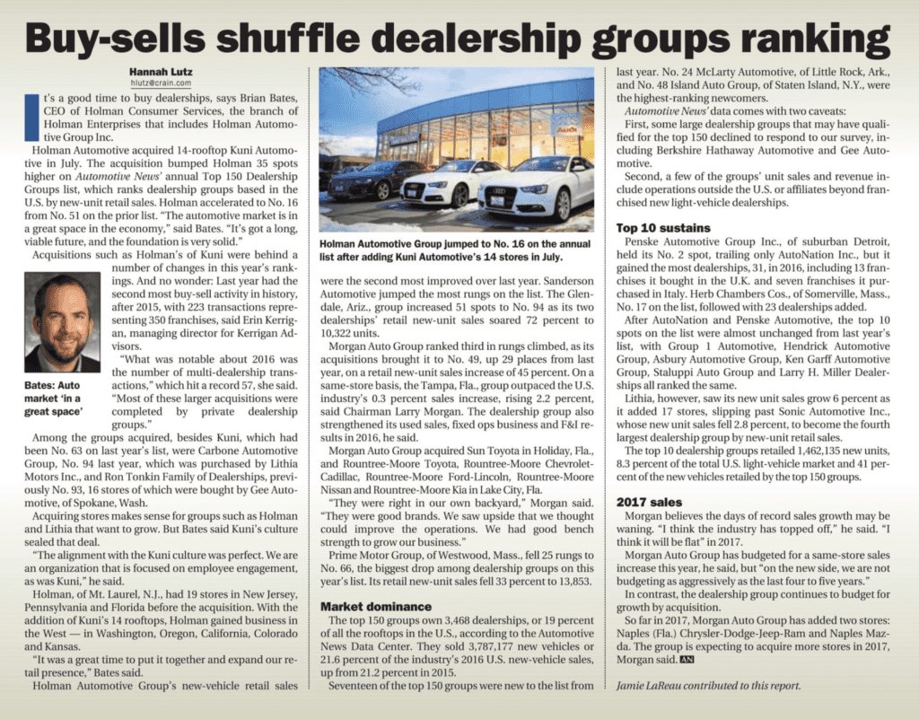 Auto Group reaches Top 50 on Automotive News Top 150 Dealer