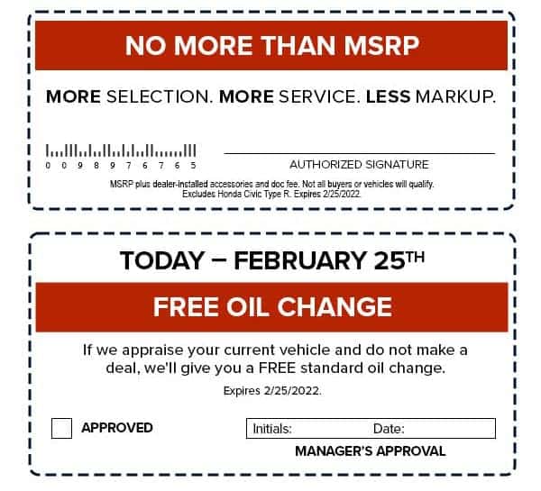Ocean Honda Presidents' Day Coupons