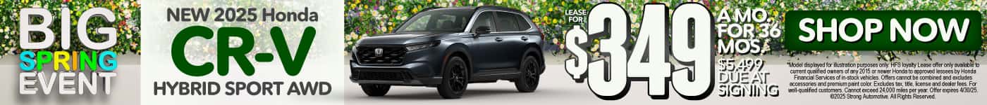 2025 Honda CR-V Hybrid Sport AWD Lease for $349/mo for 36 months $5,499 due at signing
