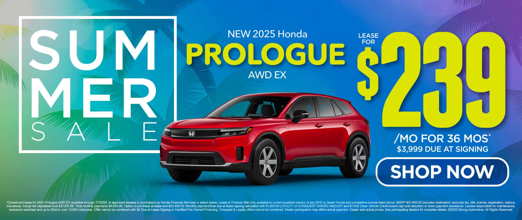 New 2025 Honda Prologue AWD EX "Lease for $239/mo for 36 mos* $3,999 due at signing "