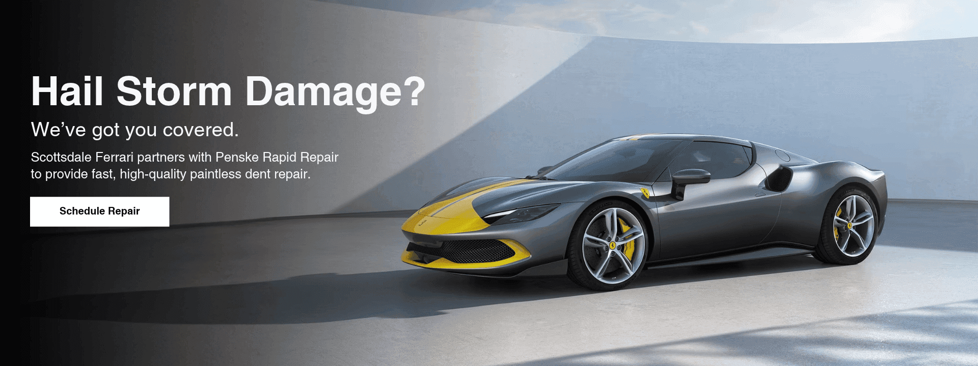 Homepage banner for hail damage repair