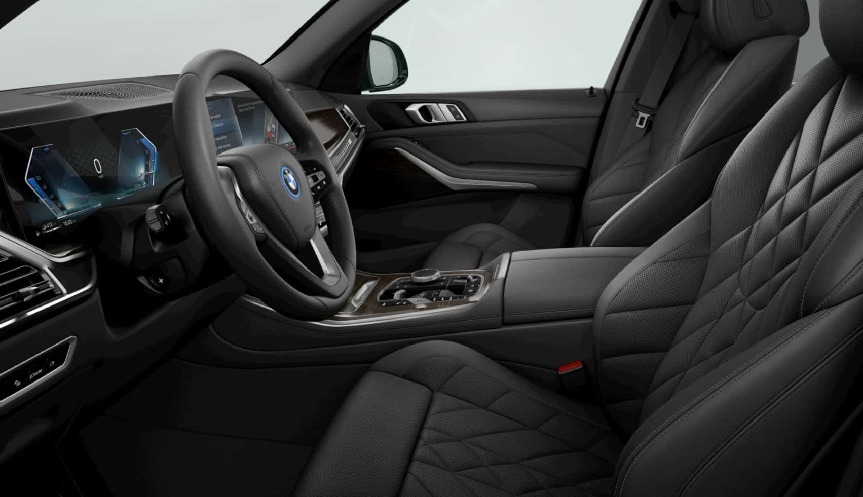 drivers side profile of a black interior of the 2026 x5