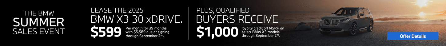 2025 BMW X3 30 xDrive lease offer.