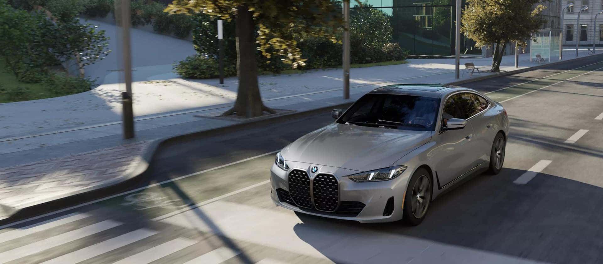 a 2025 BMW 4 Series stopped at a cross walk