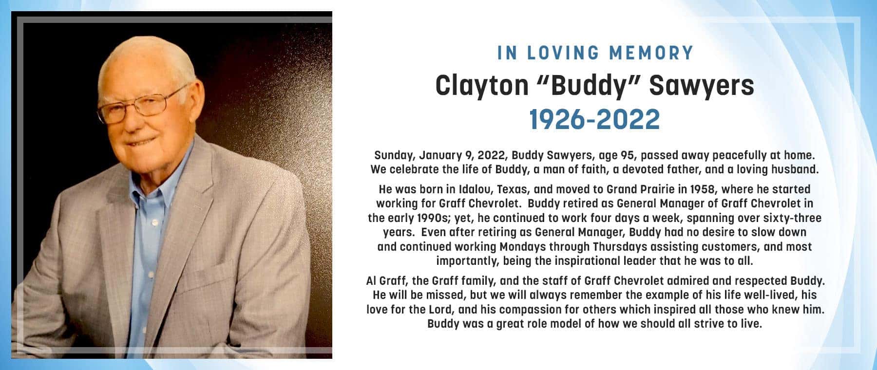 In Loving Memory of Buddy Sawyers | Sherman Chevrolet in Sherman, Texas