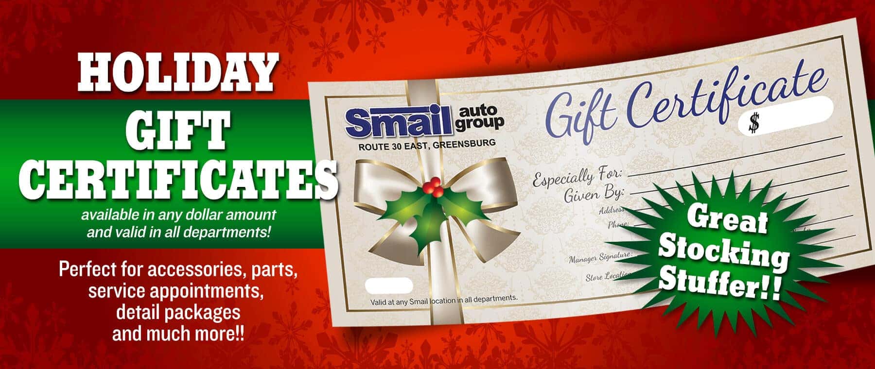Holiday Gift Certificates