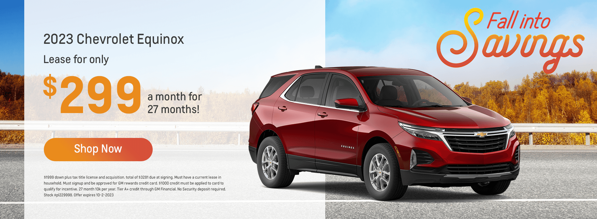 2023 Chevrolet Equinox :Lease for only $299 a month for 27 months!