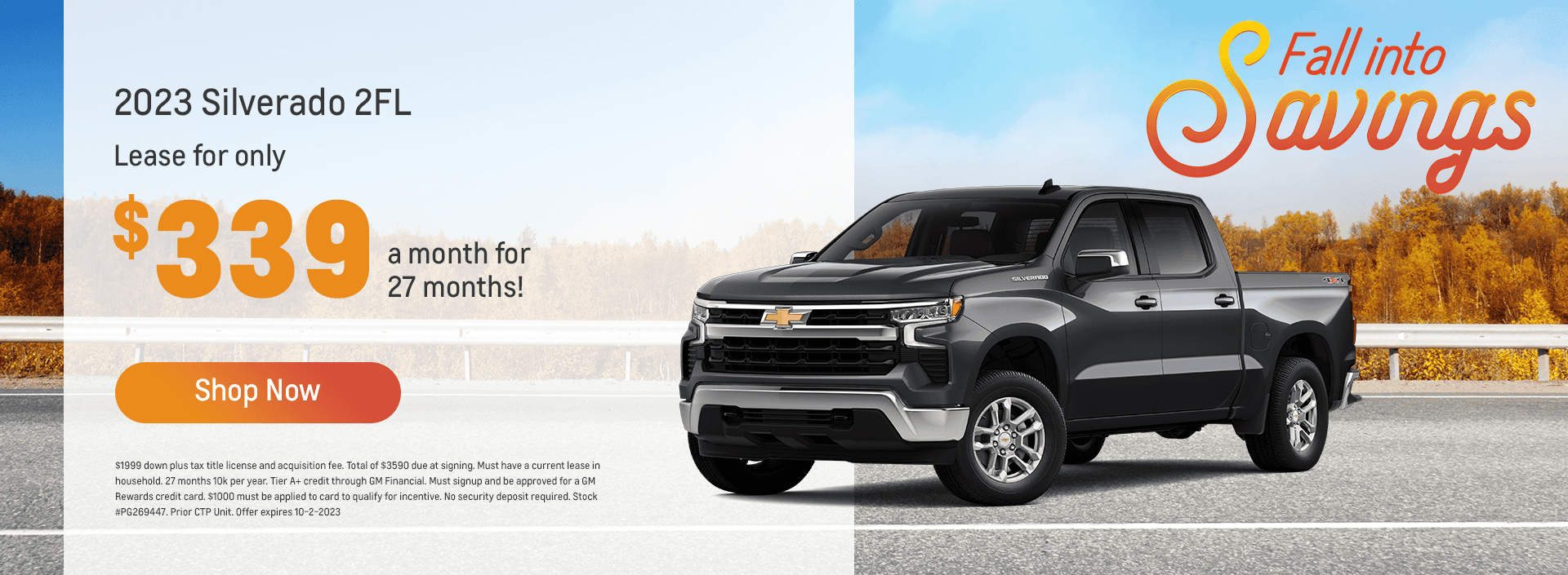 2023 Silverado 2FL :Lease for only $339 a month for 27 months!