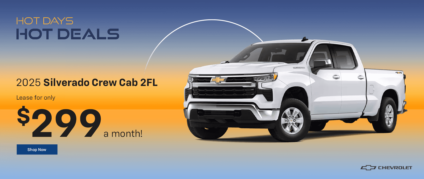 2025 Silverado Crew Cab 2FL Lease for only $299 a month!