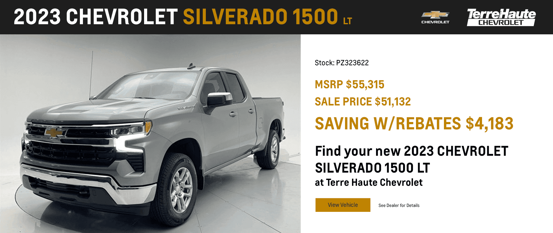 Stock #: PZ323622 MSRP: $55,315 Sale Price: $51,132 Savings w/ Rebates: $4,183