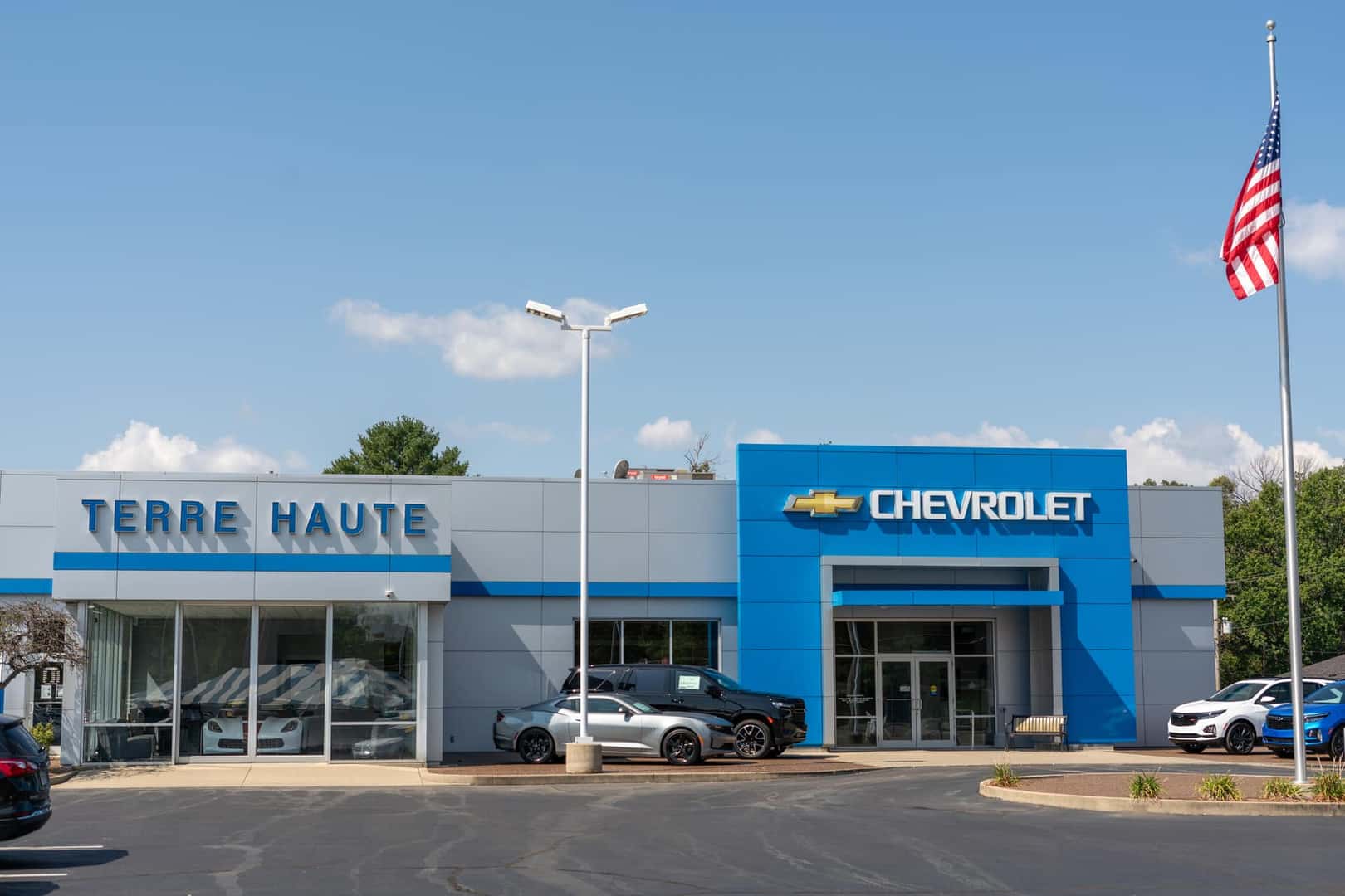 An exterior shot of a Chevrolet dealership.