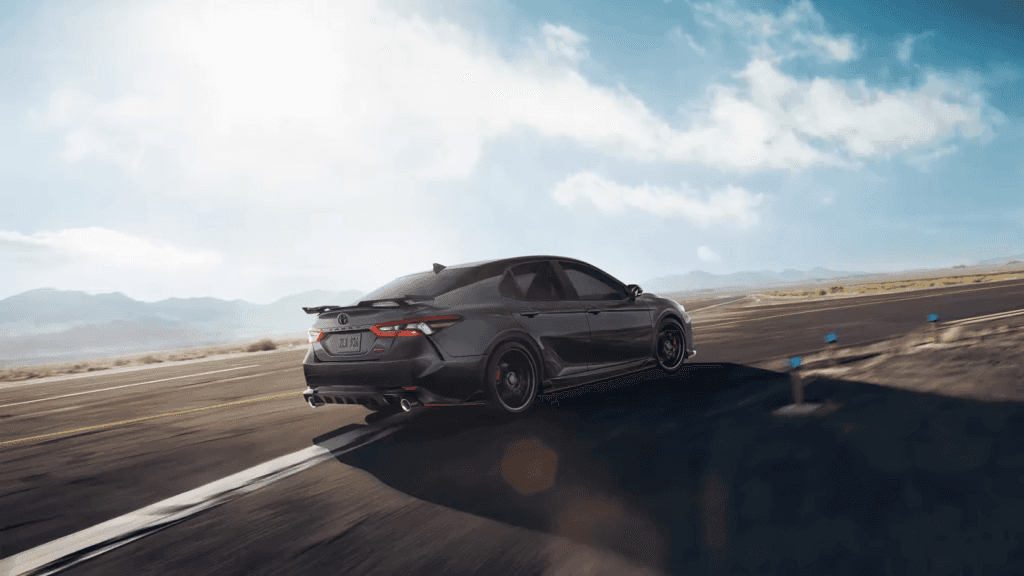2023 Toyota Camry TRD racing down the road