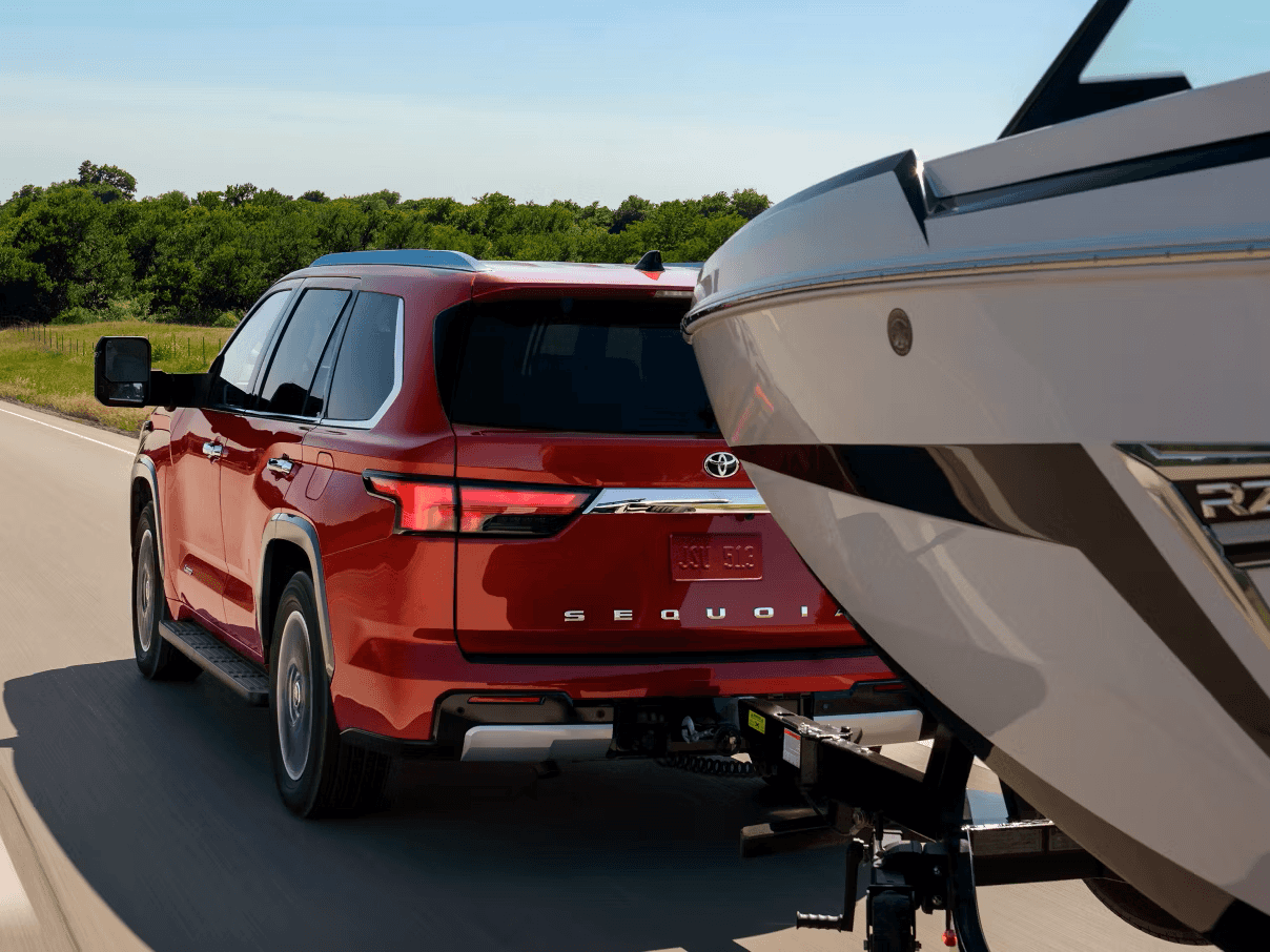 2026 Toyota Sequoia towing a boat