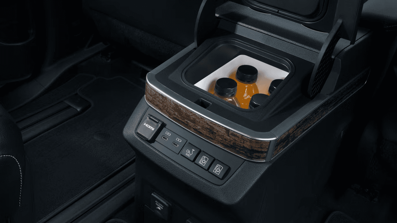 2026 Toyota Sienna interior refrigeration unit with drinks inside