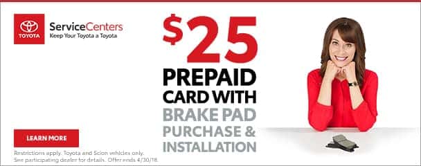 $25 Prepaid Card Brake Pad Installation