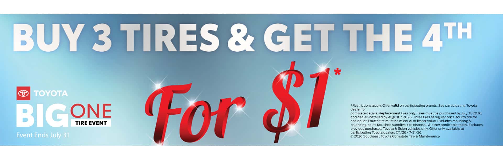 Buy 3 Tires get the 4th for $1