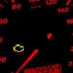 Check engine light. Car dashboard in closeup