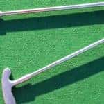 Playing golf on the green grass