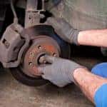 old rusted brake rotors and pads