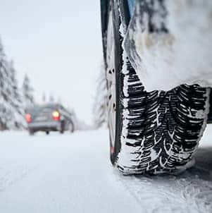 How to prepare your Hyundai for the winter season in Washington, PA at Washington Hyundai | Close-up of tire on snowy road