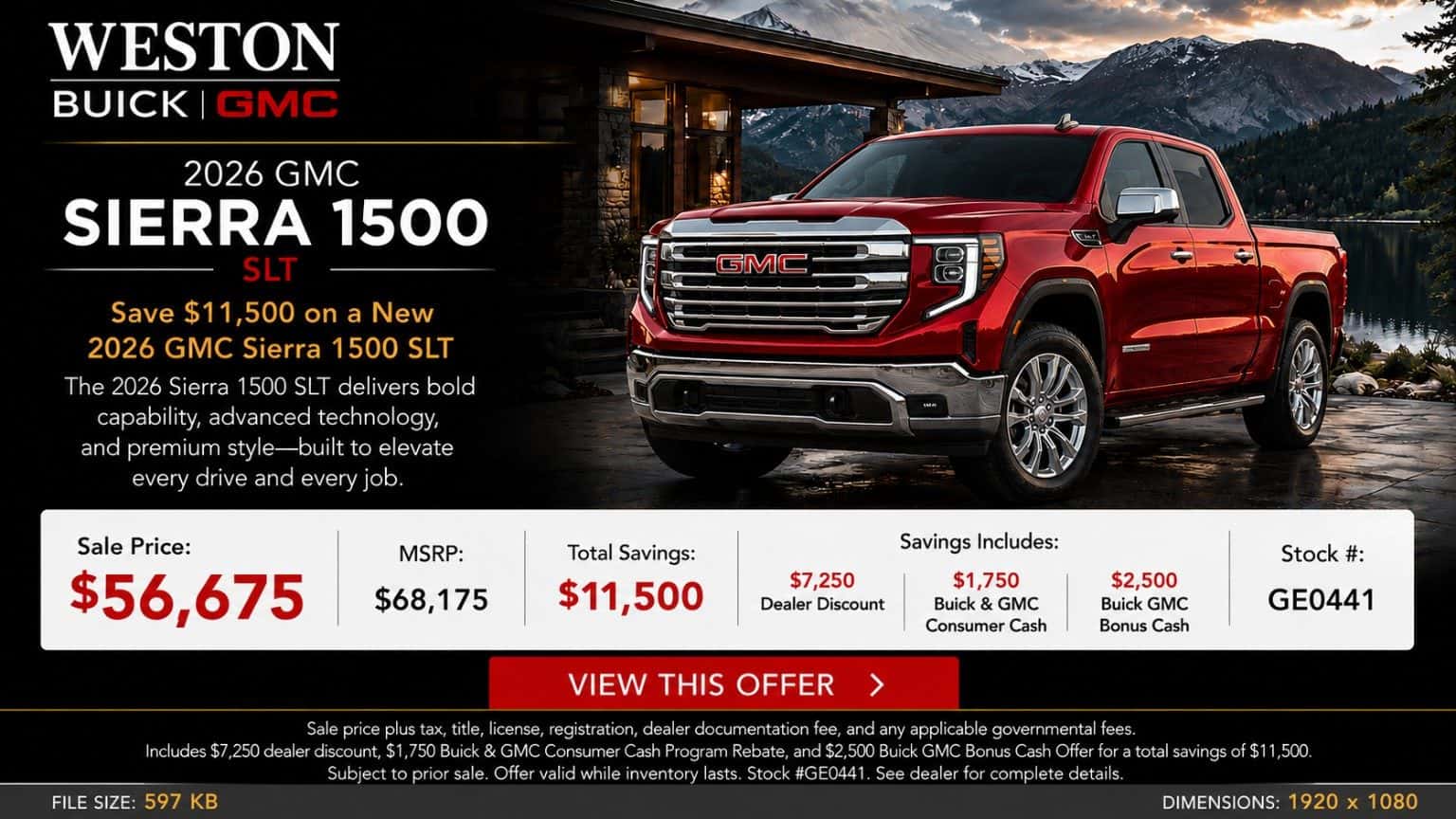 2026 GMC Sierra 1500 SLT Offer