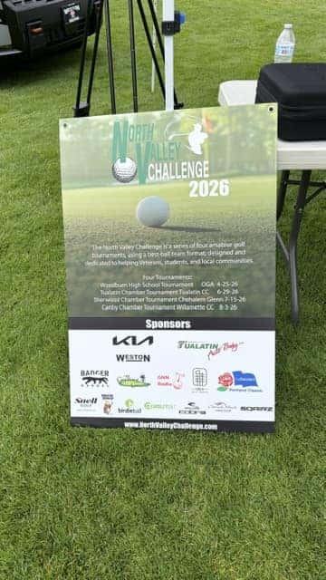 sign for golf event